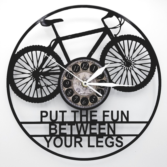 Handmade Other - BIKE FUN vinyl record clock